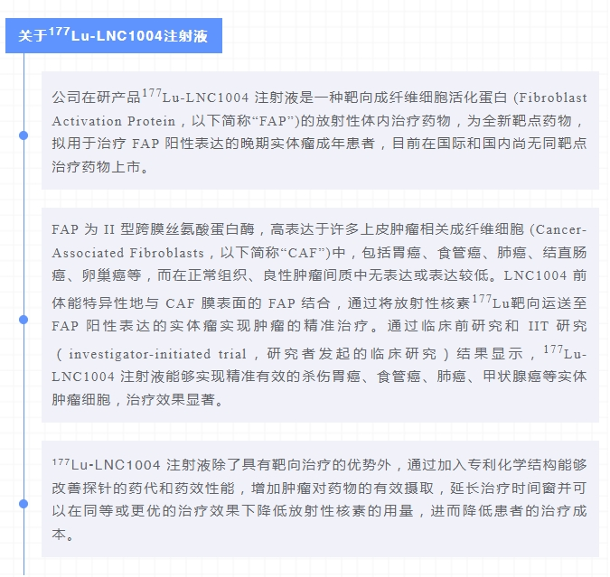 177Lu-LNC1004注射液将于近期开展临床试验